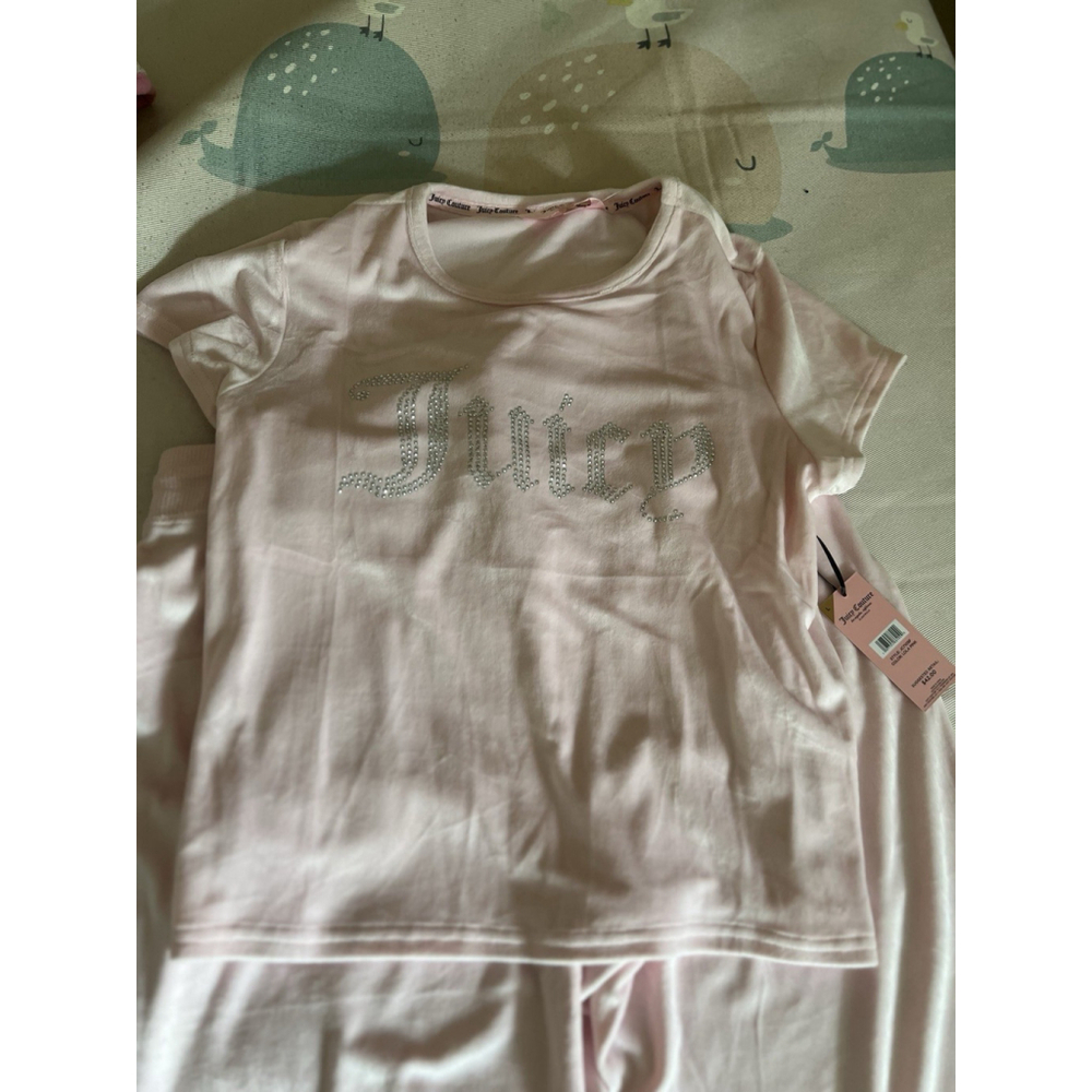 Juicy Couture Lola Pink Fleece Velvet Jogger Sleepwear Set Size Large New